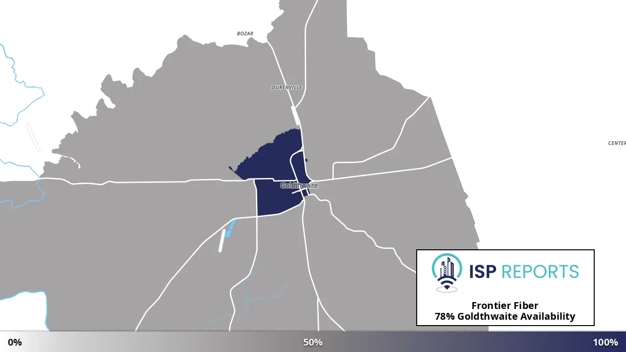 Goldthwaite, TX map of internet availability