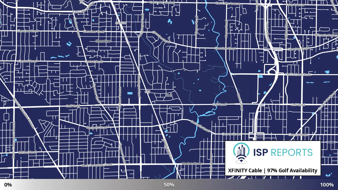 Golf, IL map of internet availability