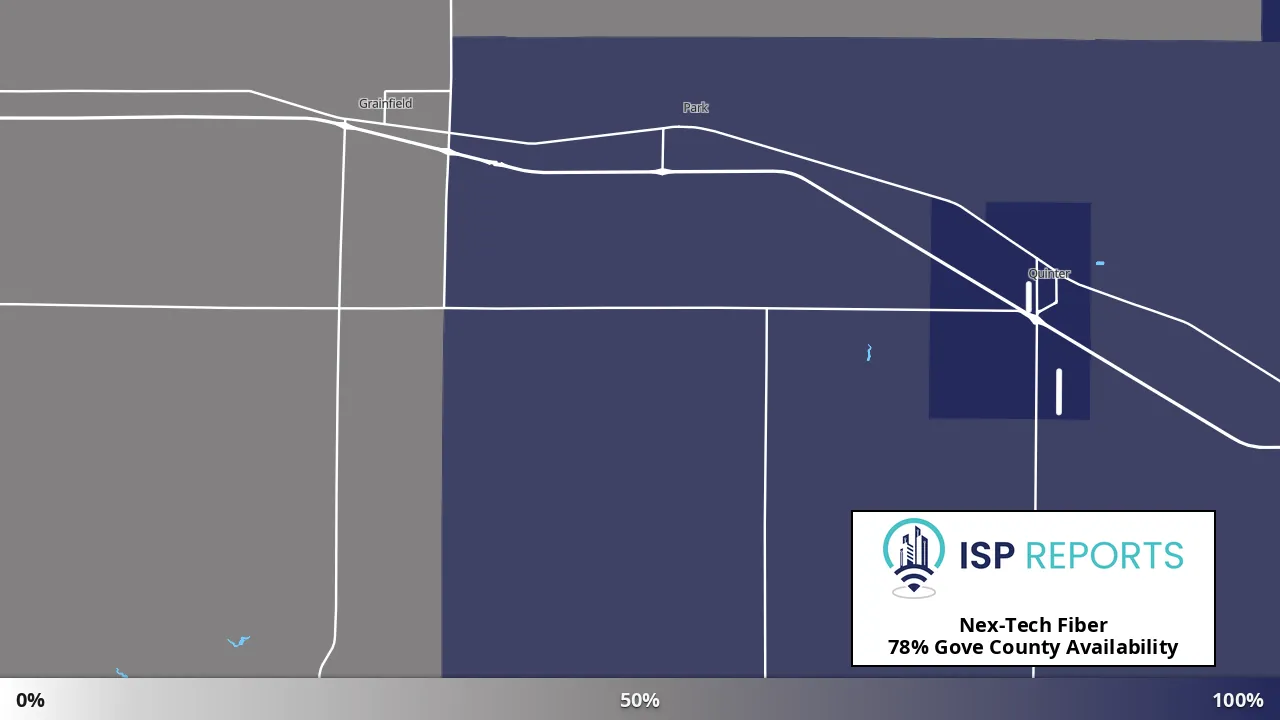 Gove County, KS map of internet availability