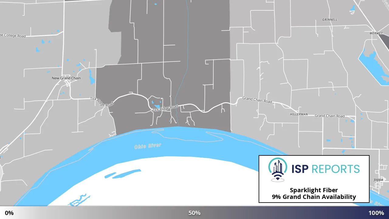 Grand Chain, IL map of internet availability