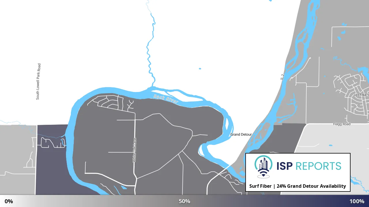 Grand Detour, IL map of internet availability