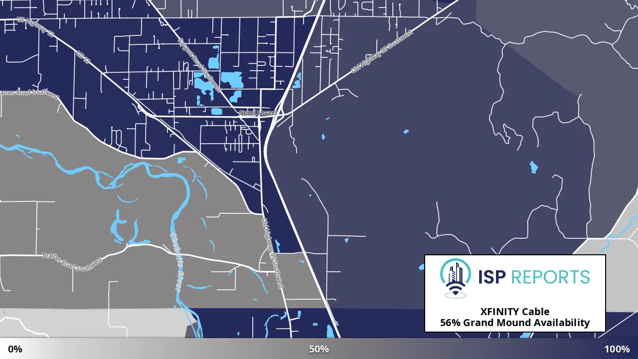 Grand Mound, WA map of internet availability