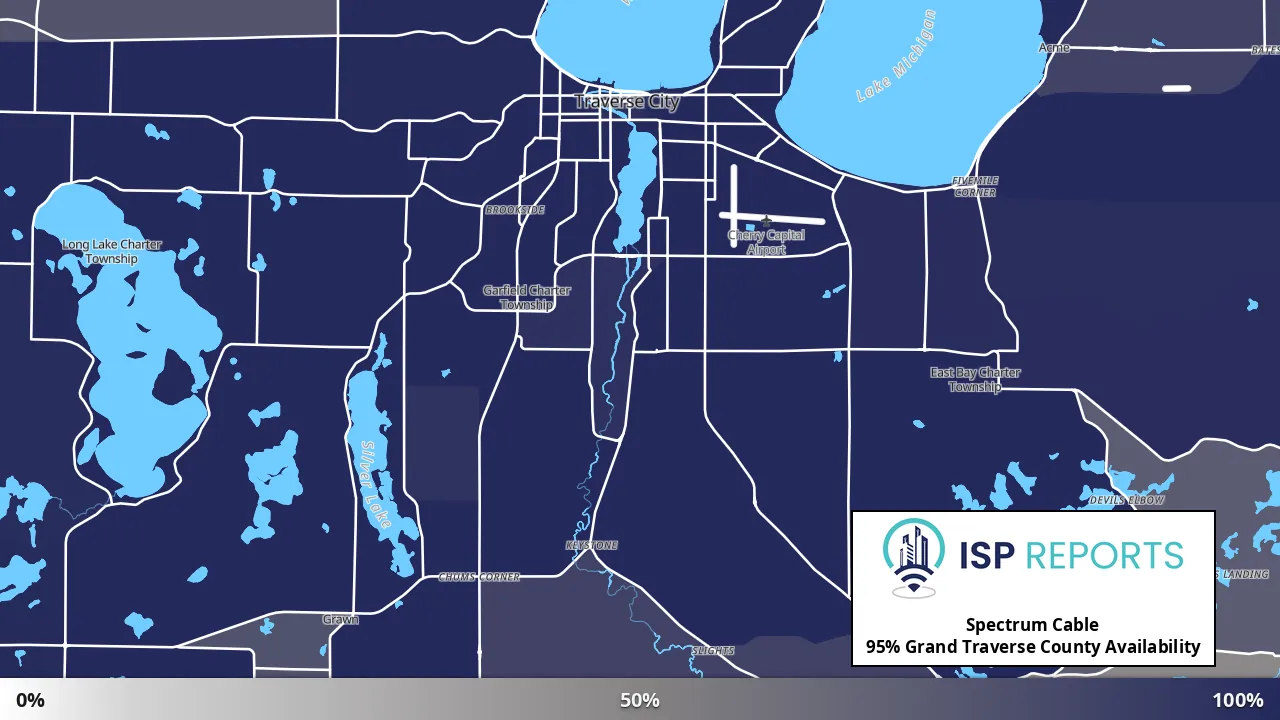 Grand Traverse County, MI map of internet availability