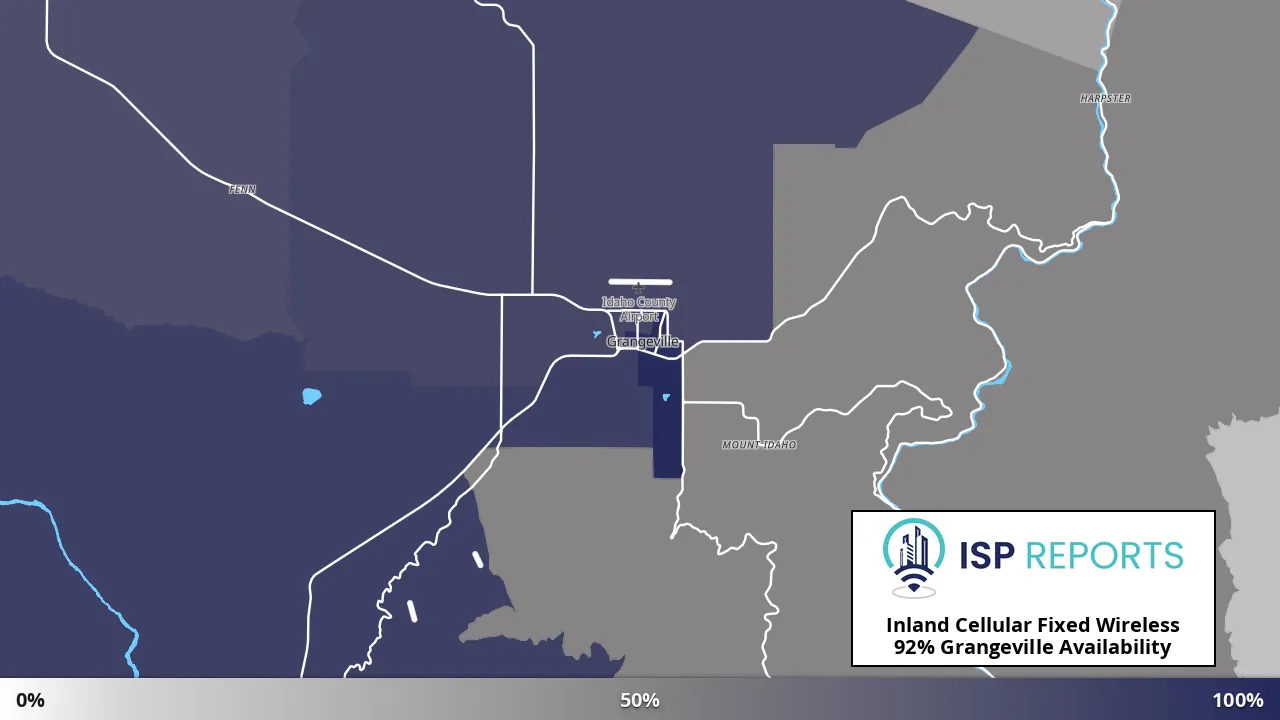Grangeville, ID map of internet availability
