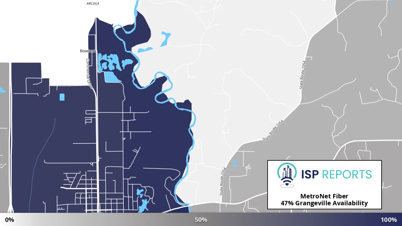 Grangeville, LA map of internet availability