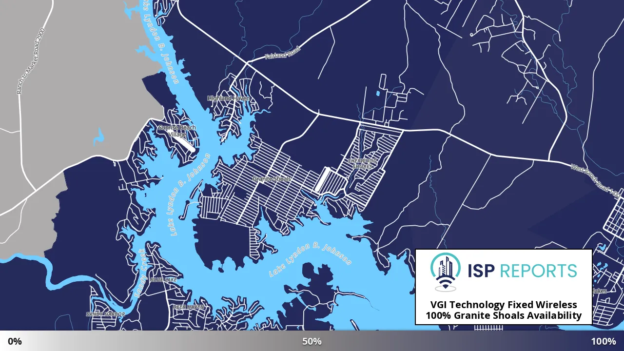Granite Shoals, TX map of internet availability