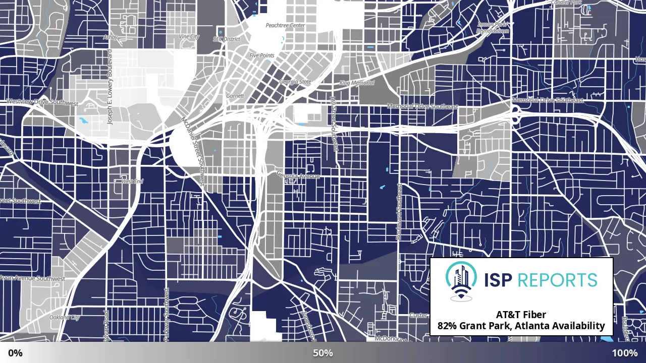 Grant Park, Atlanta, GA map of internet availability