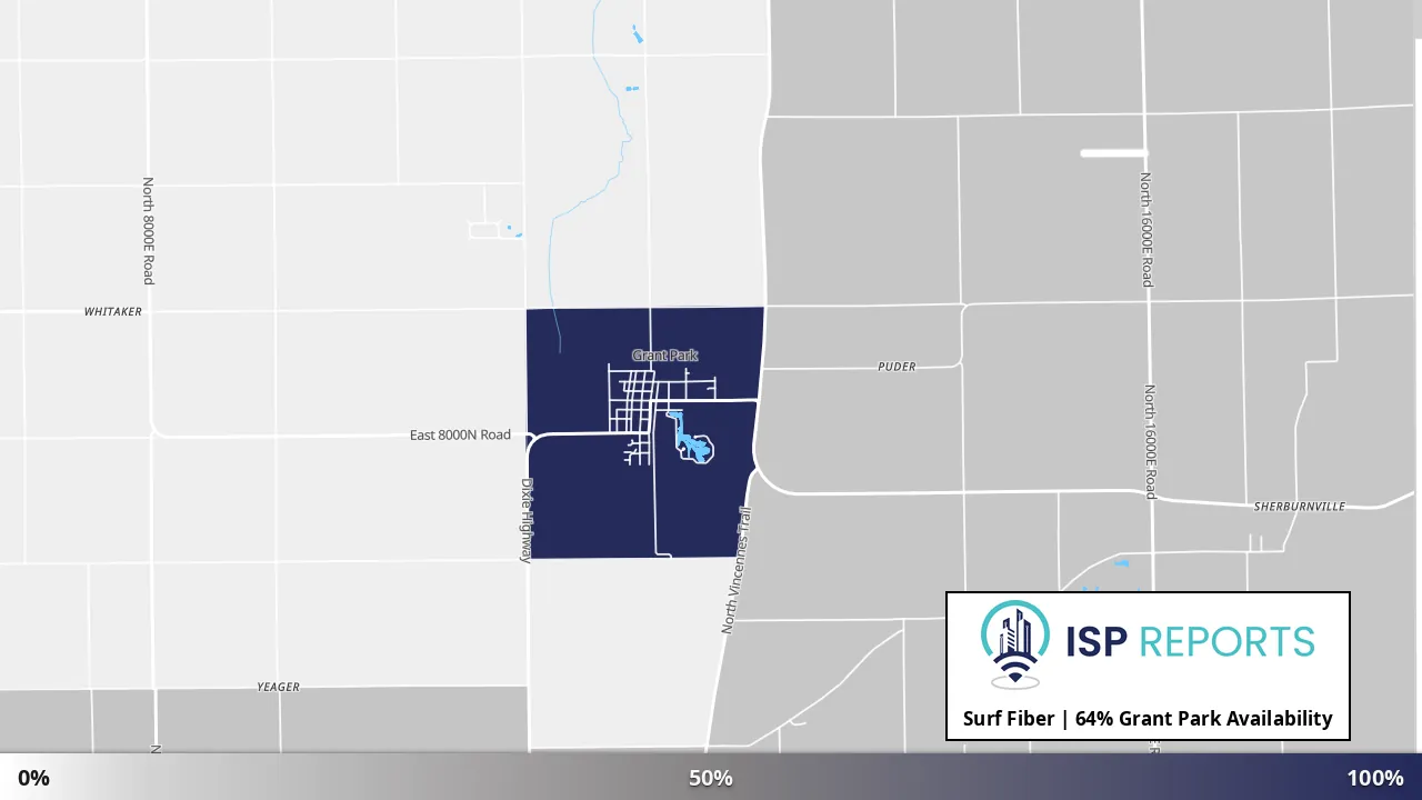 Grant Park, IL map of internet availability