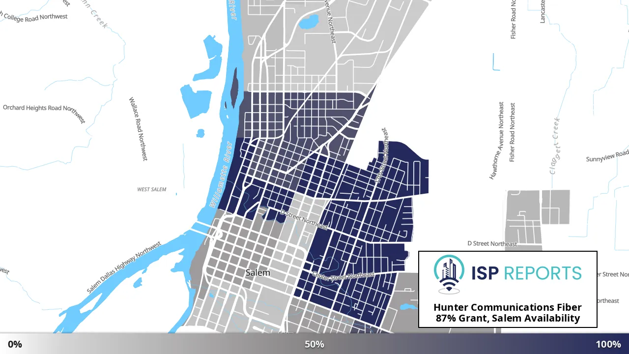 Grant, Salem, OR map of internet availability
