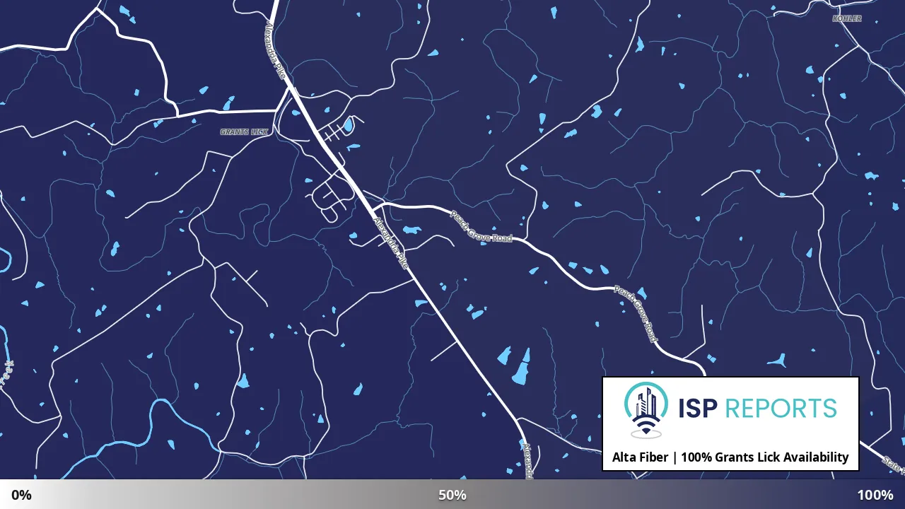 Grants Lick, KY map of internet availability