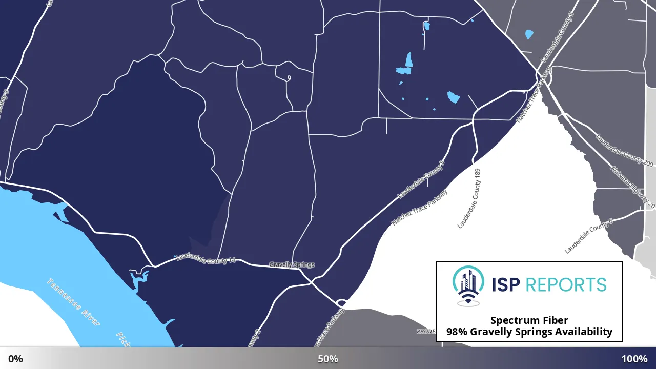 Gravelly Springs, AL map of internet availability