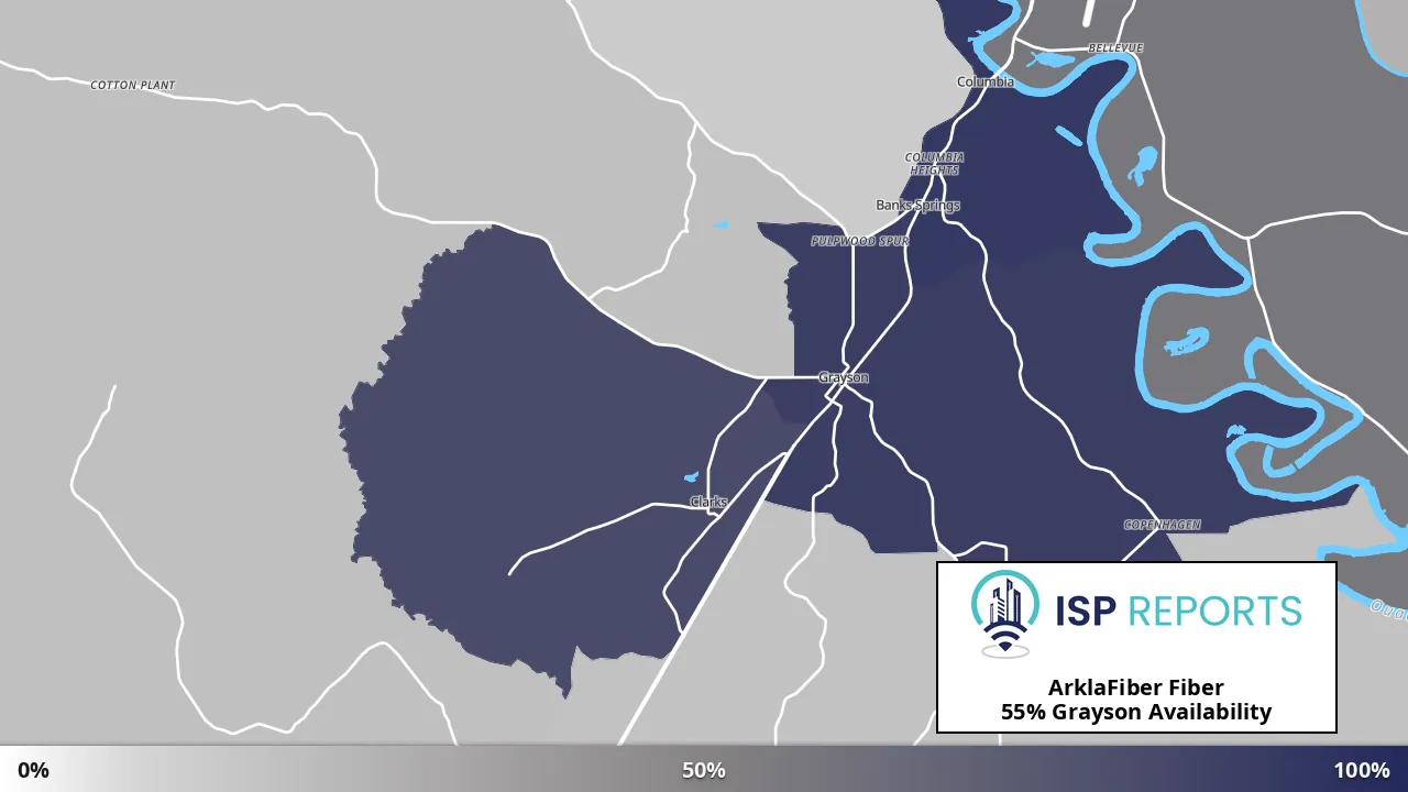 Grayson, LA map of internet availability