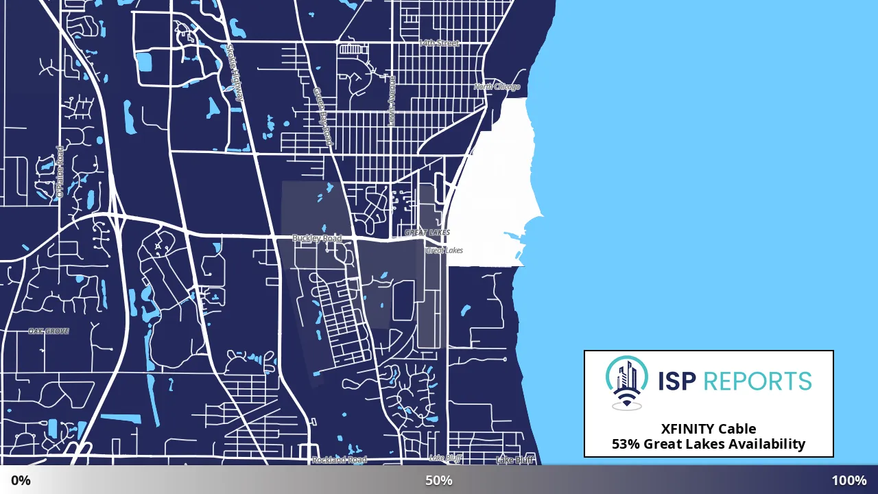 Great Lakes, IL map of internet availability