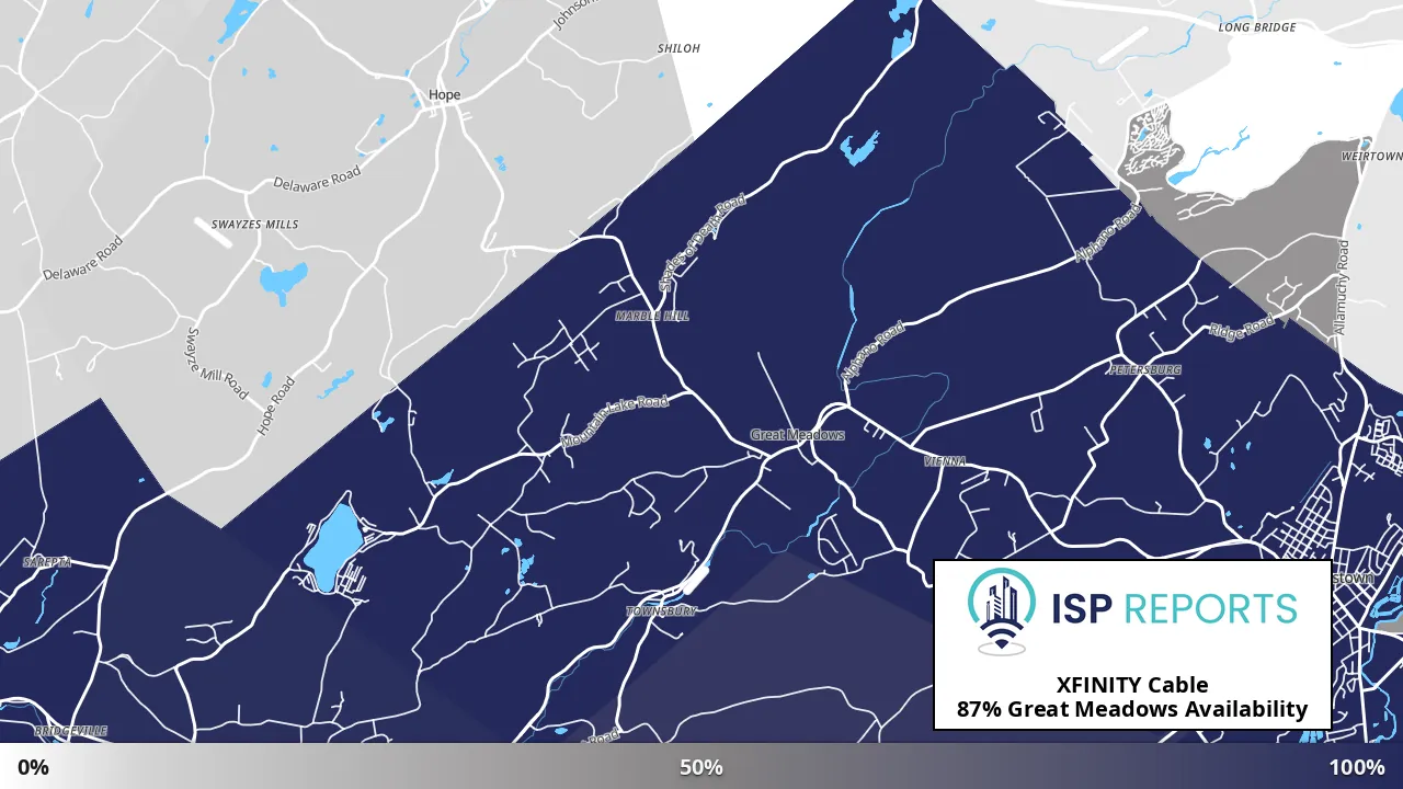 Great Meadows, NJ map of internet availability