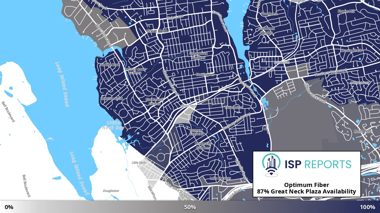 Great Neck Plaza, NY map of internet availability