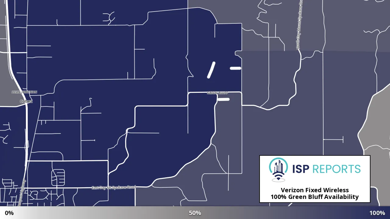 Green Bluff, WA map of internet availability
