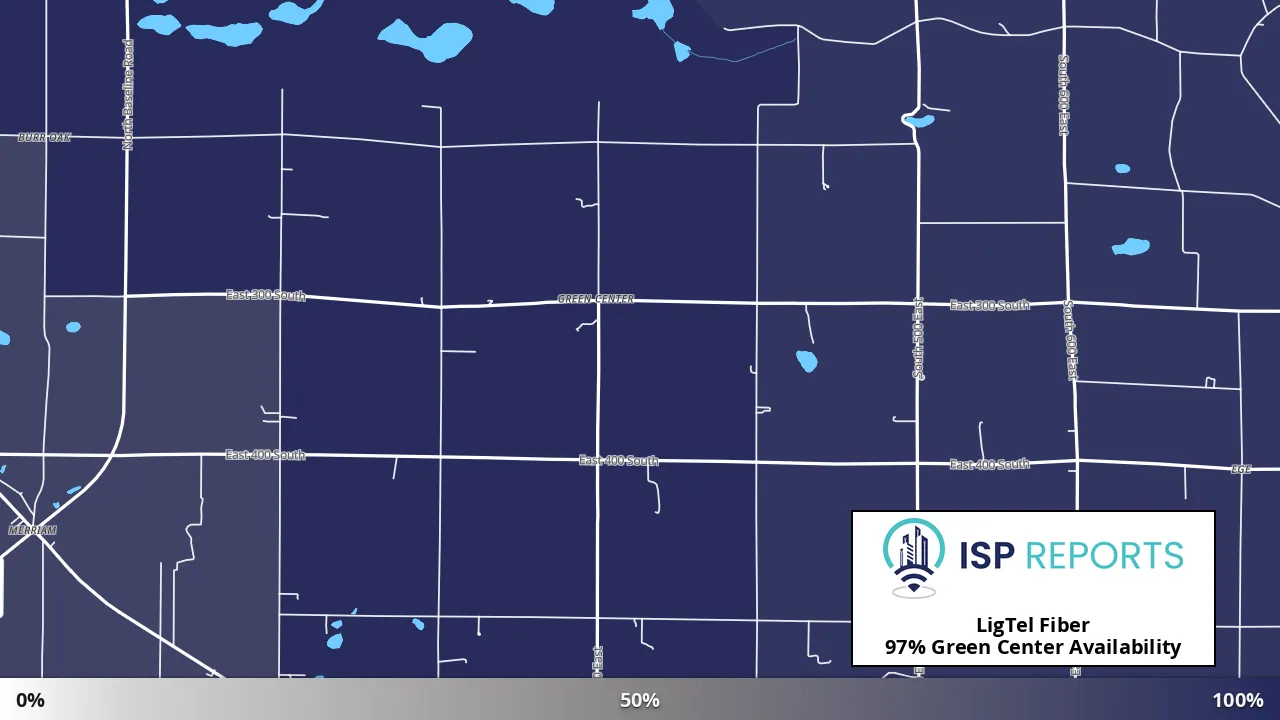 Green Center, IN map of internet availability