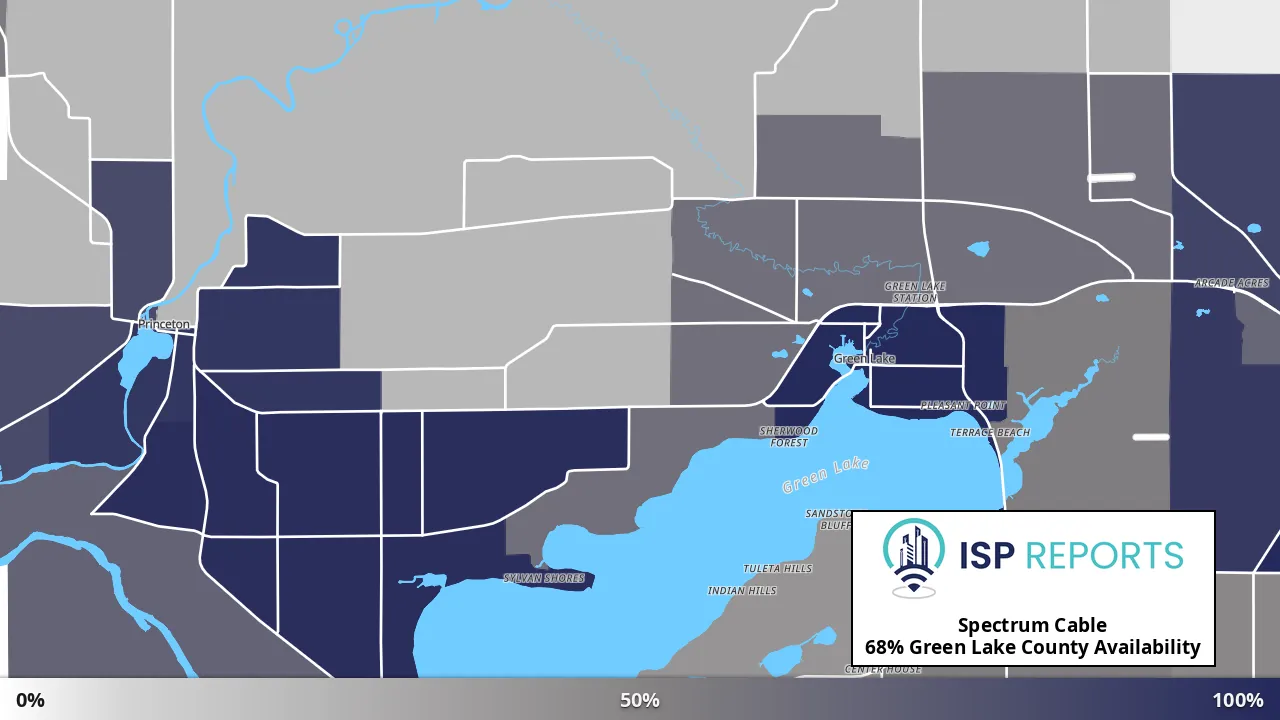 Green Lake County, WI map of internet availability