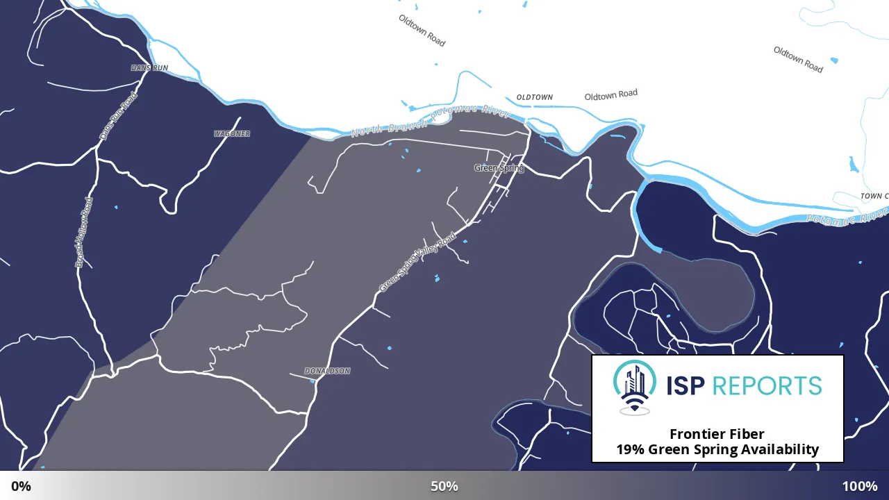 Green Spring, WV map of internet availability