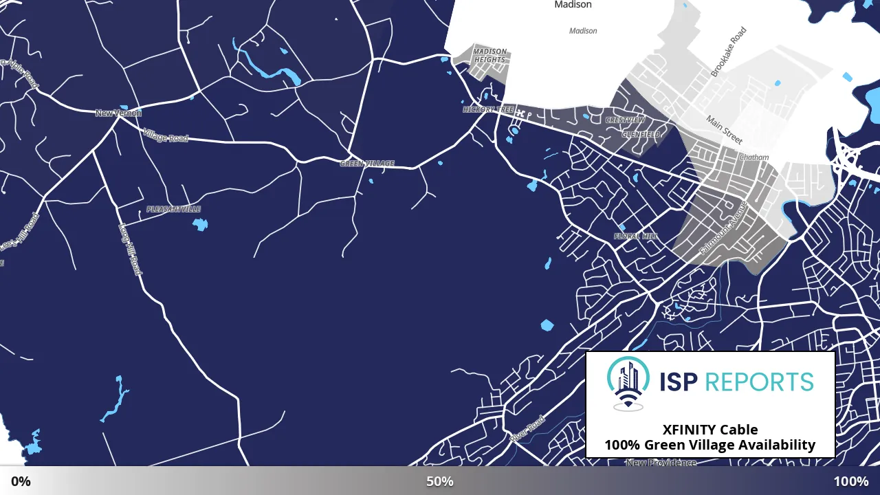 Green Village, NJ map of internet availability