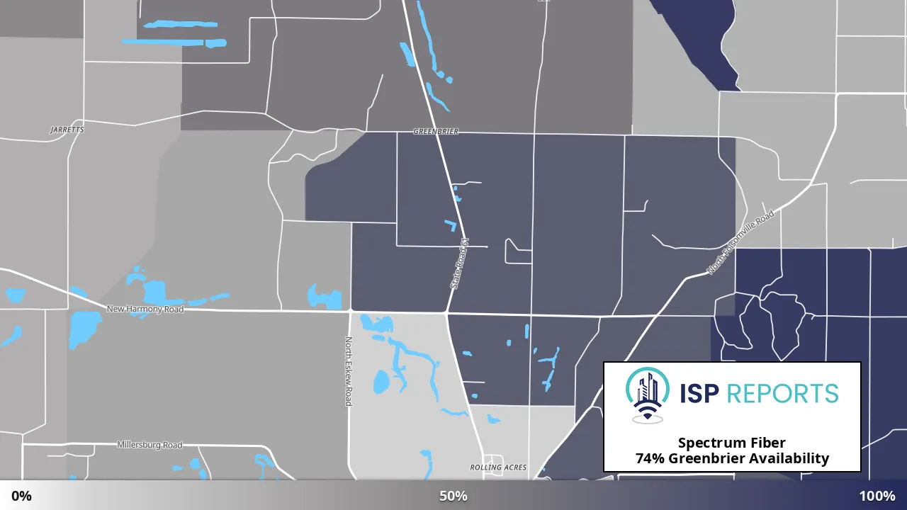 Greenbrier, IN map of internet availability