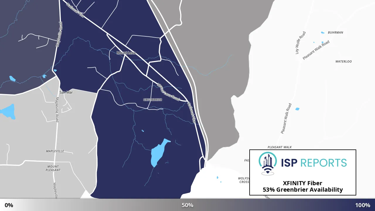 Greenbrier, MD map of internet availability