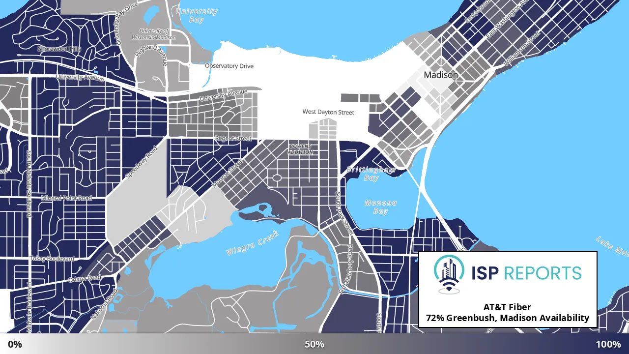 Greenbush, Madison, WI map of internet availability