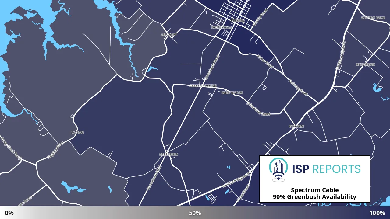 Greenbush, VA map of internet availability