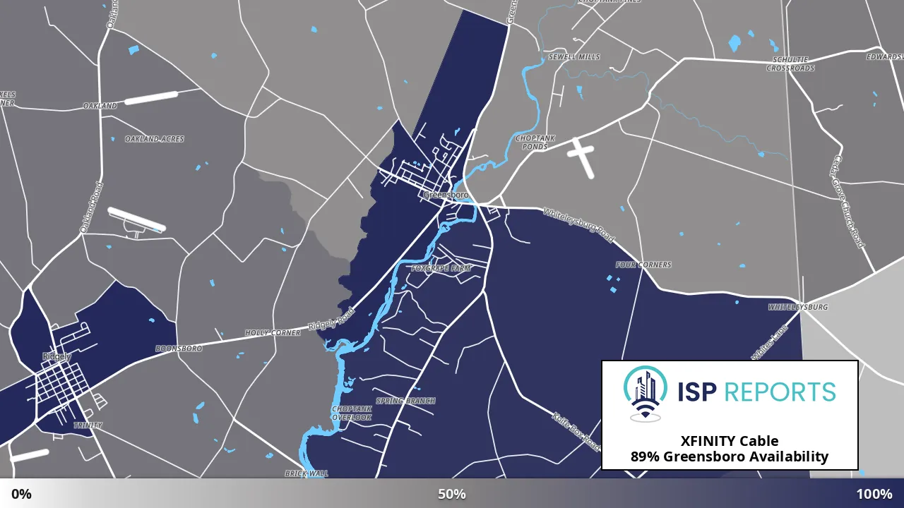 Greensboro, MD map of internet availability