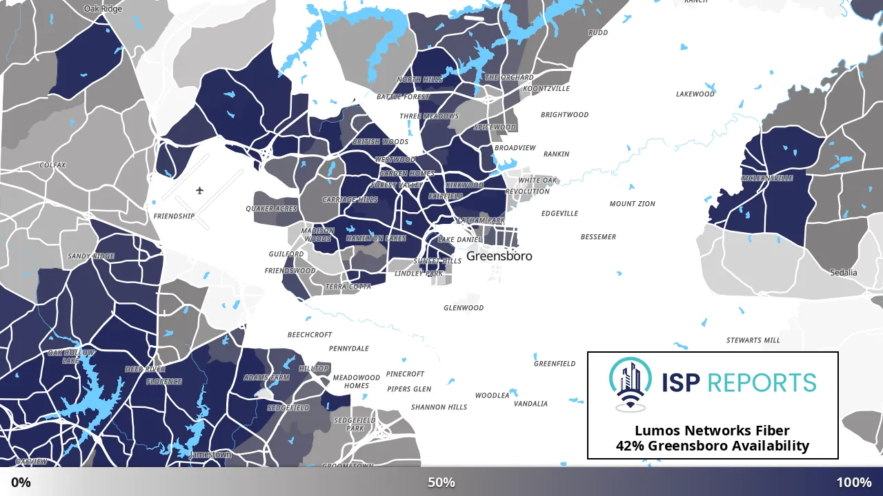 Greensboro, NC map of internet availability