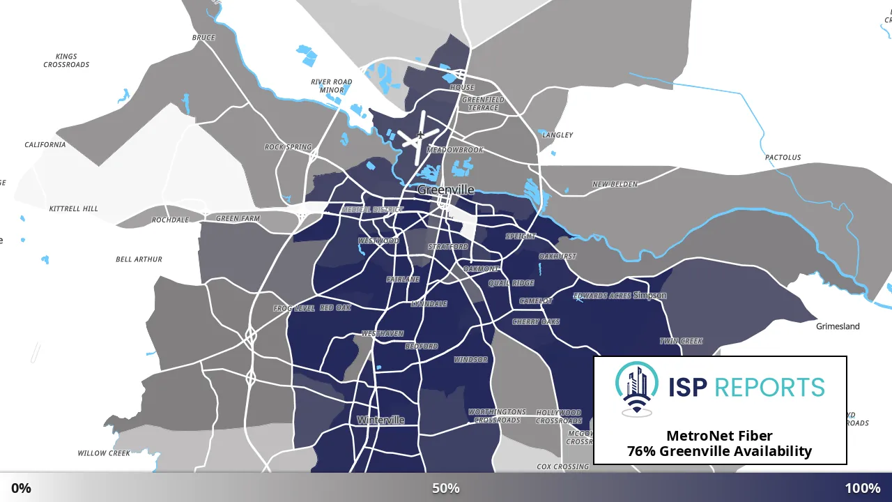 Greenville, NC map of internet availability
