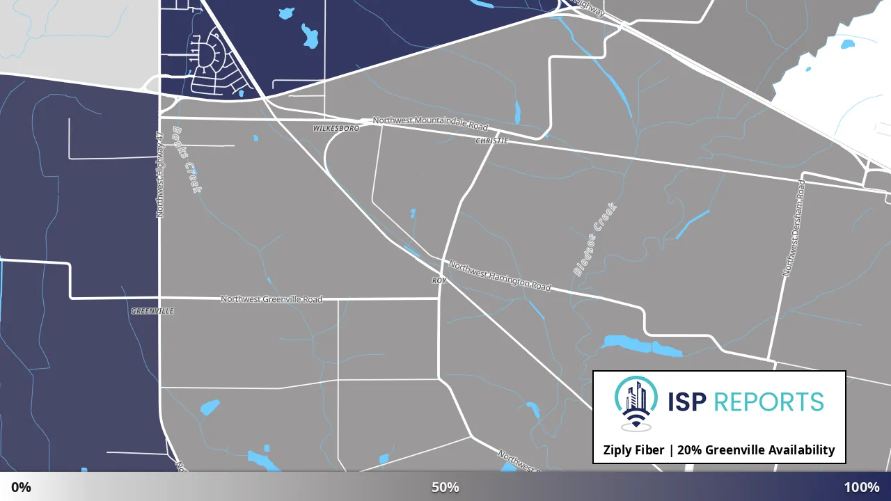 Greenville, OR map of internet availability