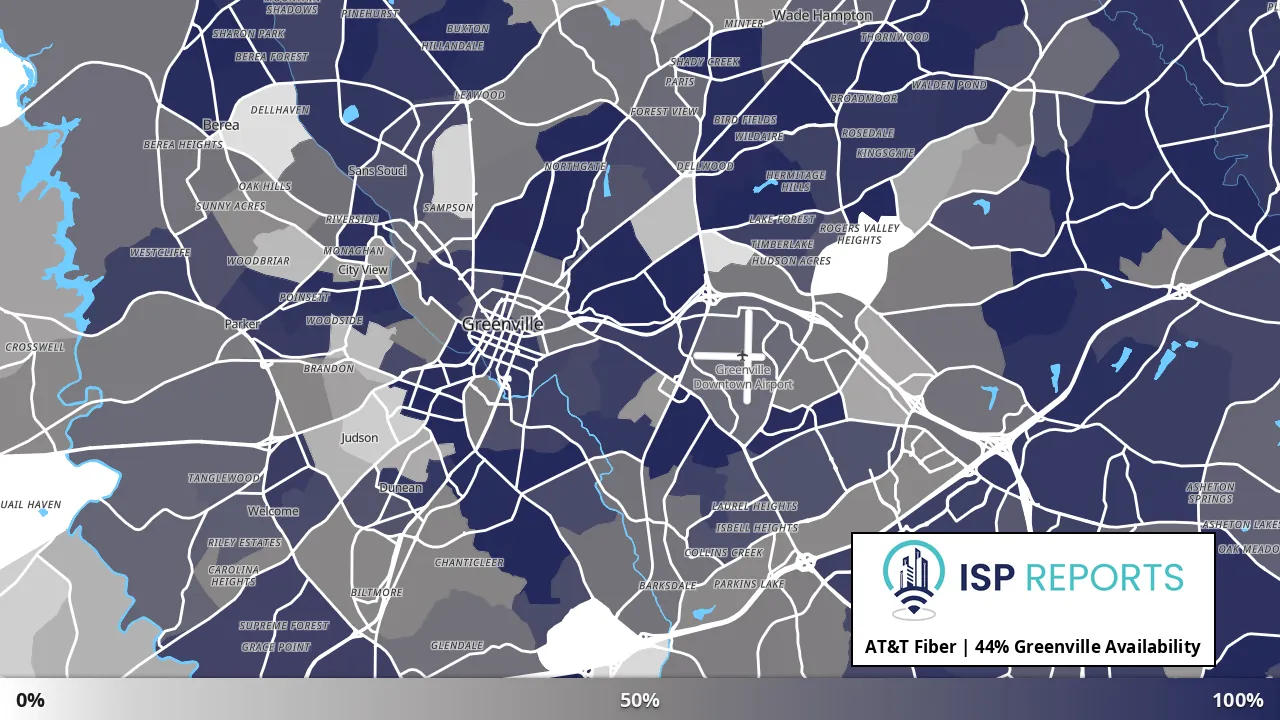 Greenville, SC map of internet availability