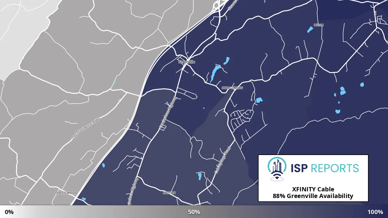 Greenville, VA map of internet availability