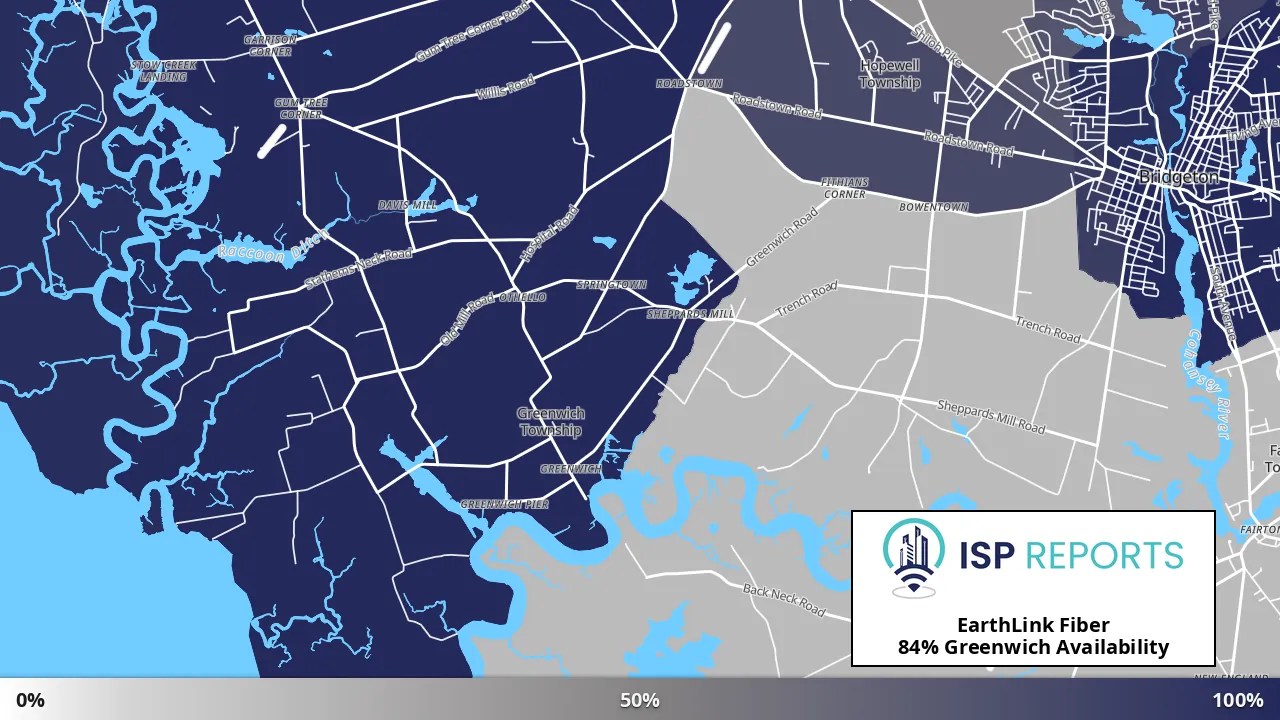 Greenwich, NJ map of internet availability