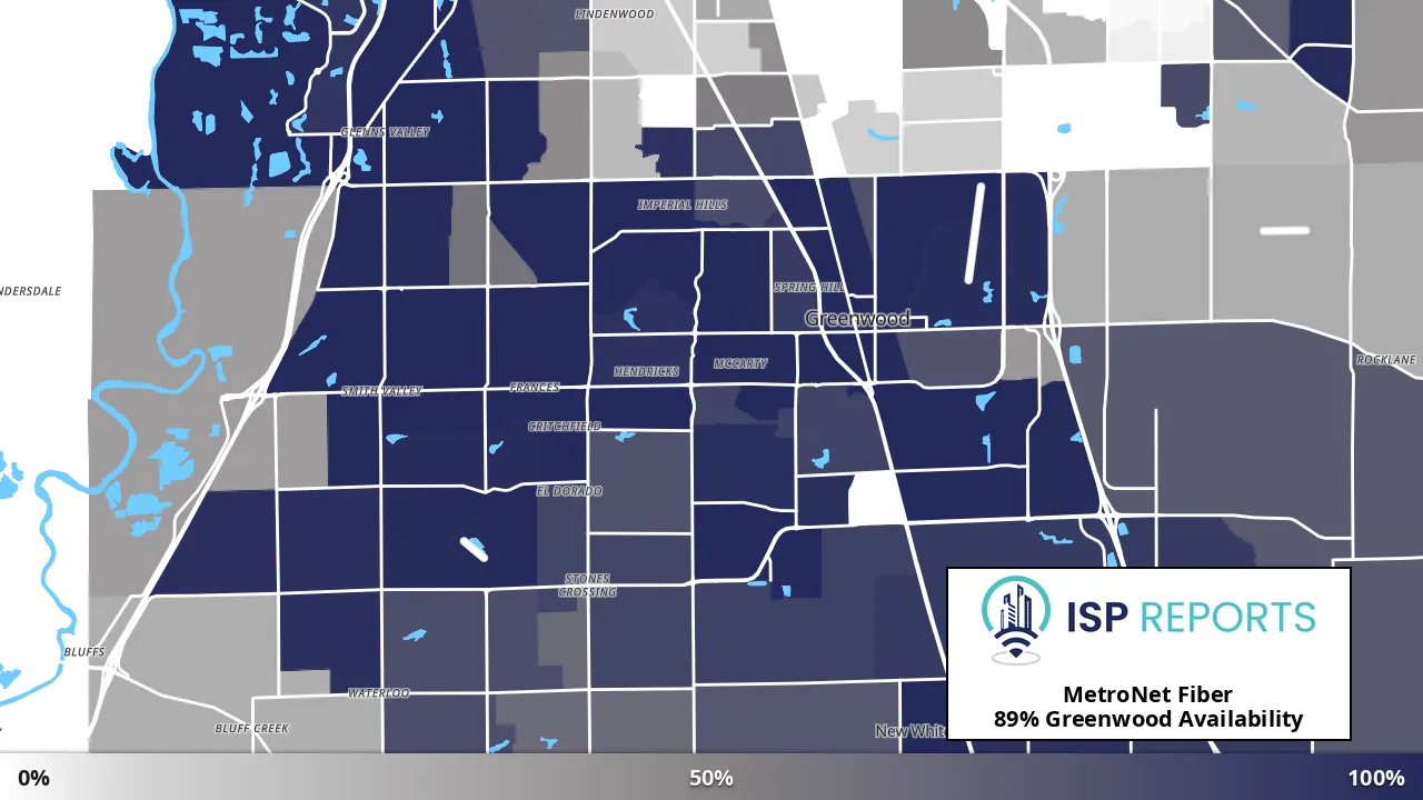 Greenwood, IN map of internet availability