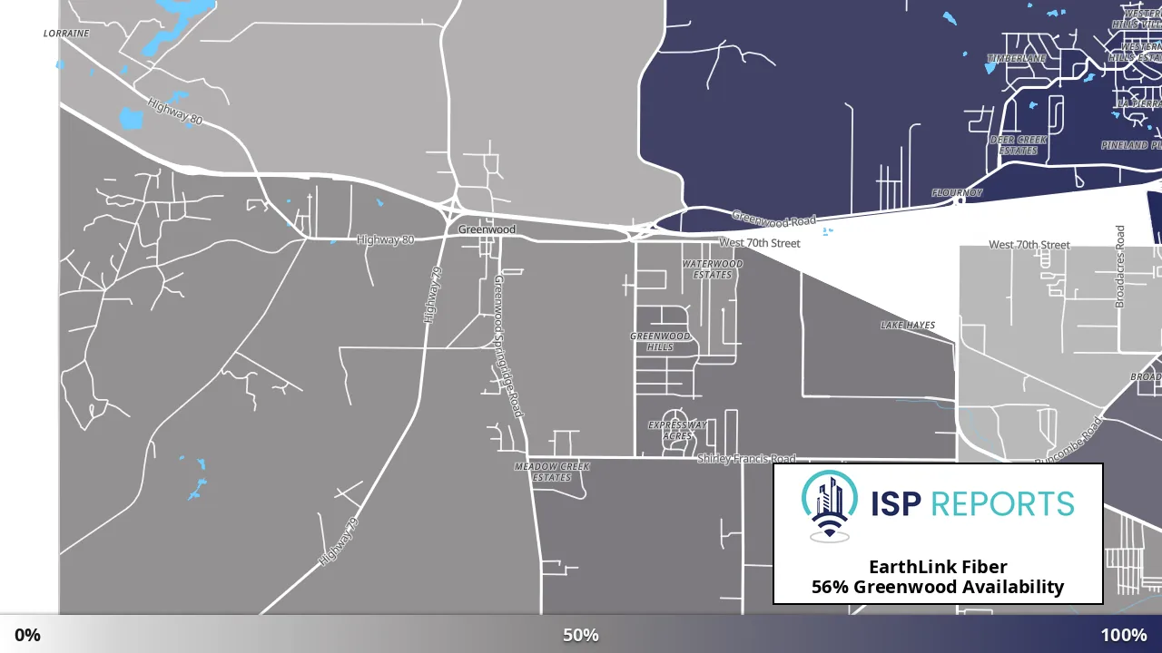 Greenwood, LA map of internet availability
