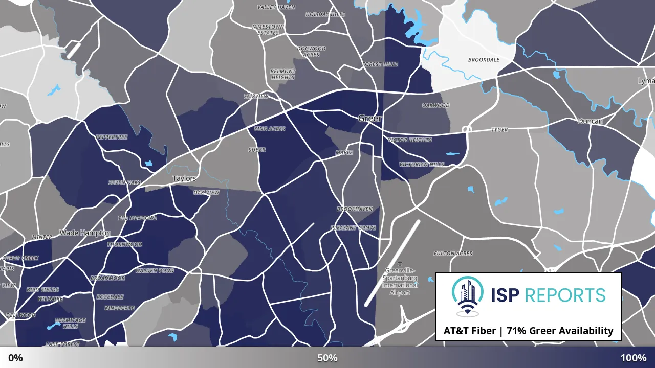 Greer, SC map of internet availability