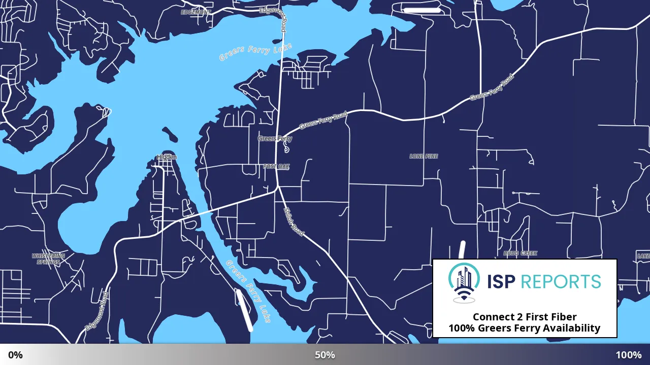 Greers Ferry, AR map of internet availability