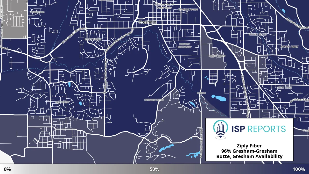 Gresham-Gresham Butte, Gresham, OR map of internet availability