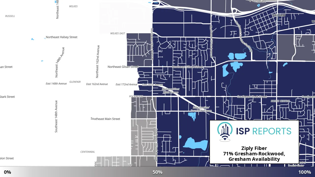 Gresham-Rockwood, Gresham, OR map of internet availability