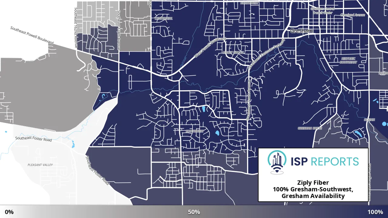 Gresham-Southwest, Gresham, OR map of internet availability
