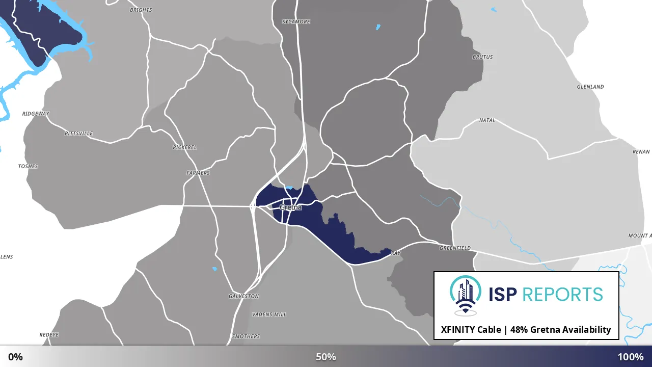Gretna, VA map of internet availability