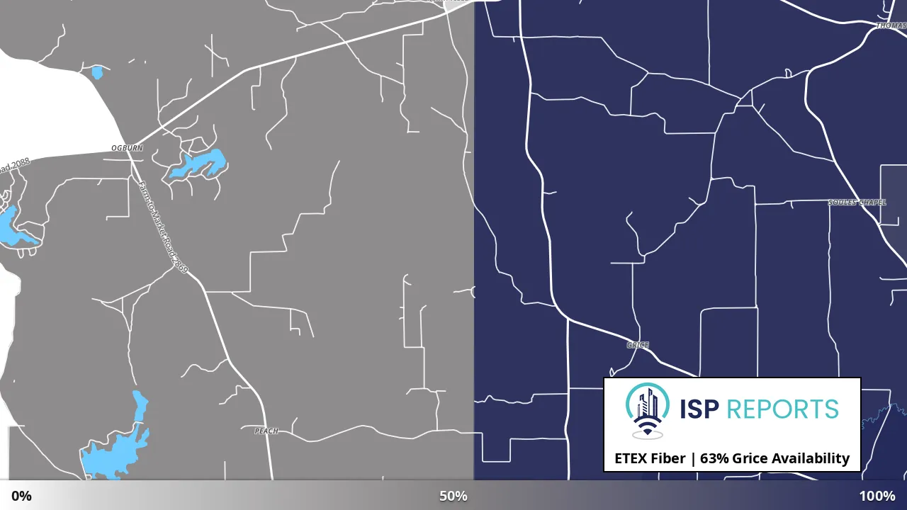 Grice, TX map of internet availability