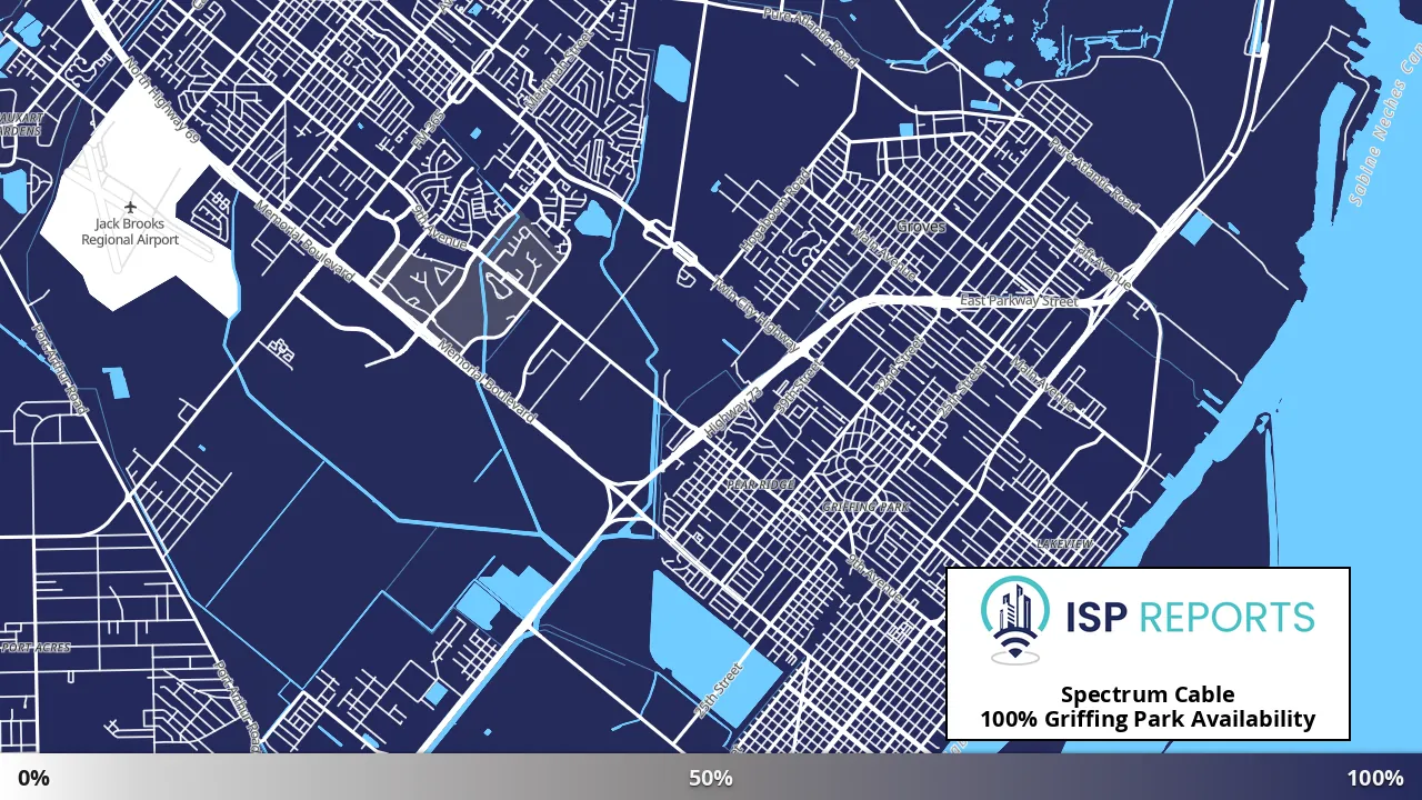 Griffing Park, TX map of internet availability