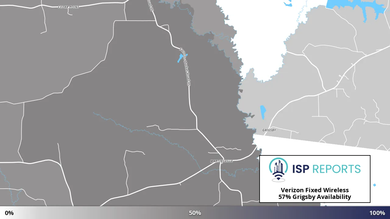 Grigsby, TX map of internet availability