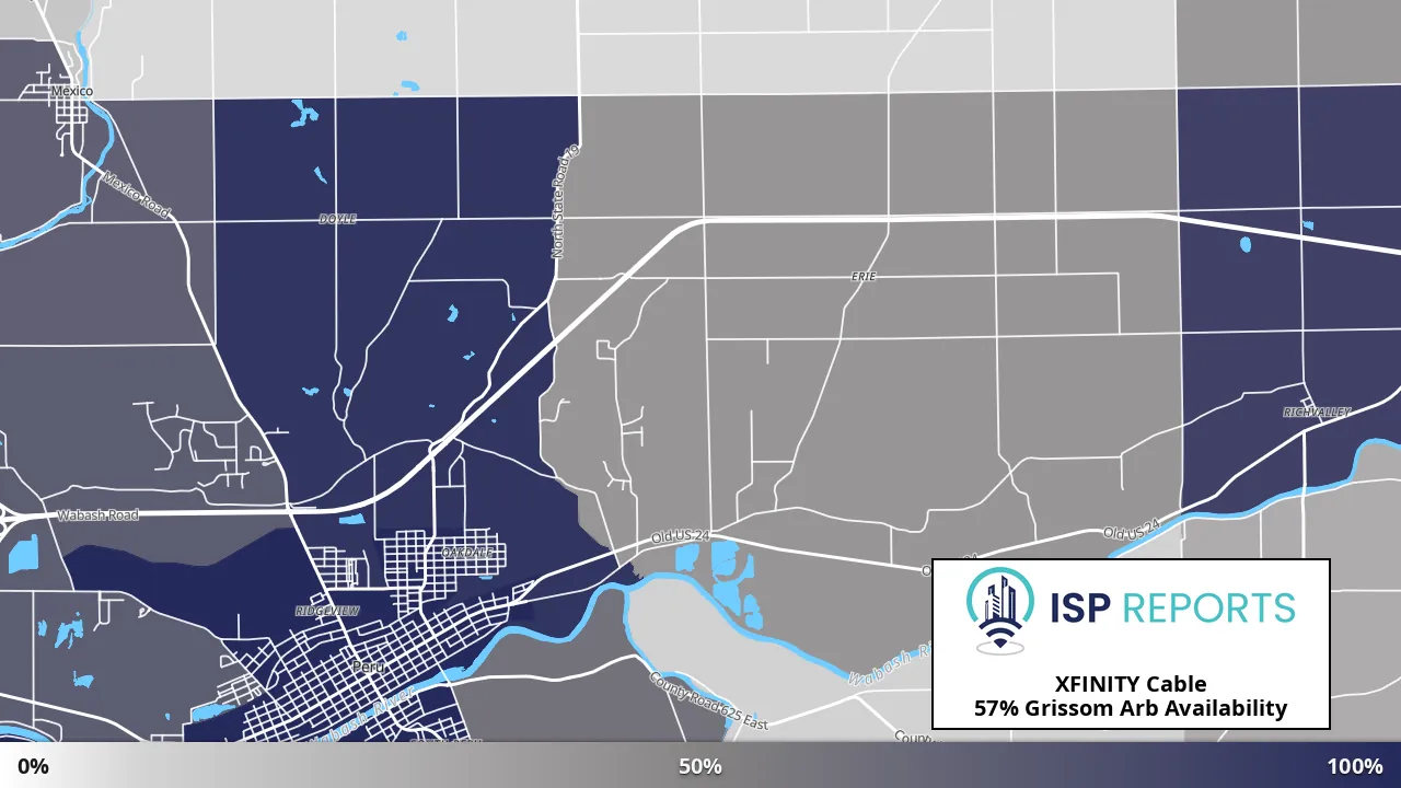 Grissom Arb, IN map of internet availability