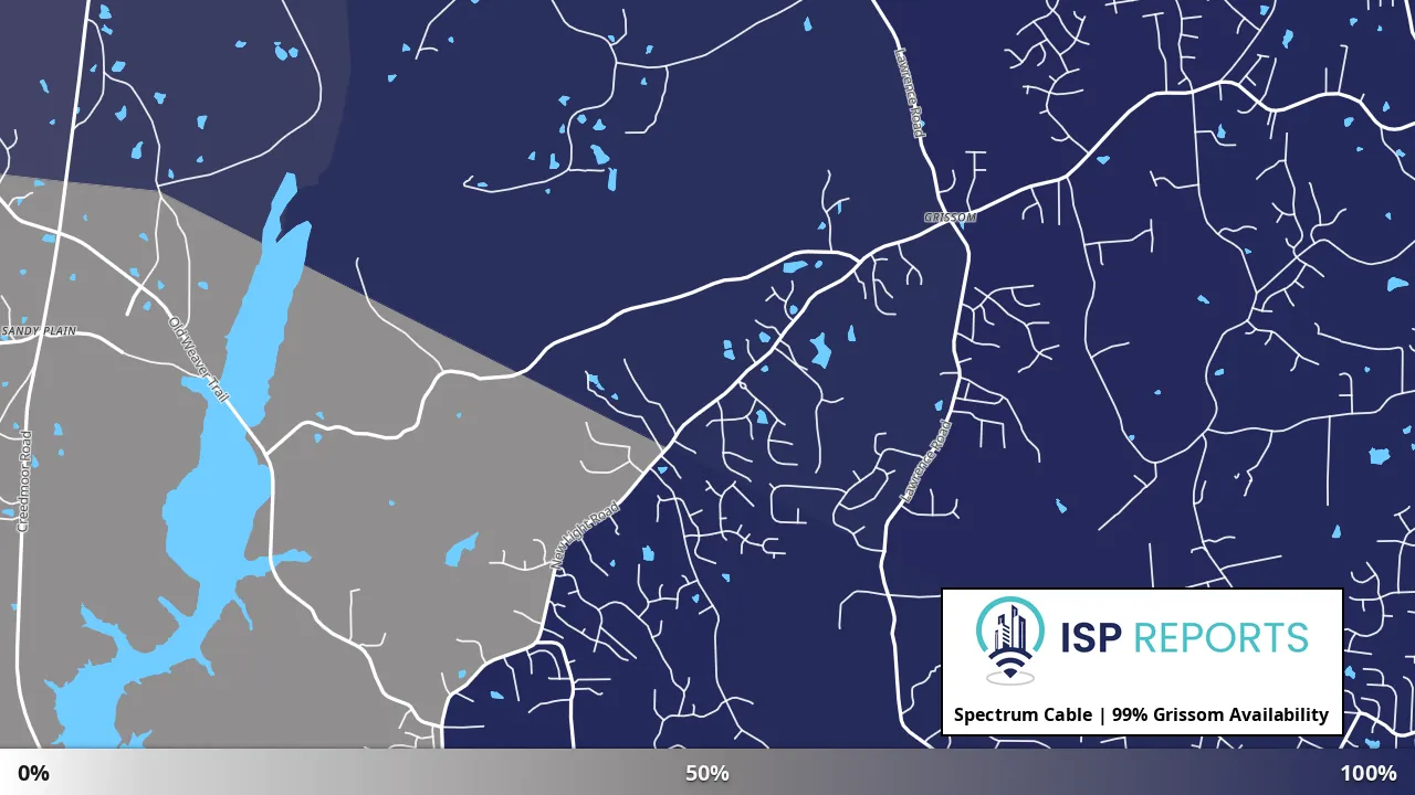 Grissom, NC map of internet availability