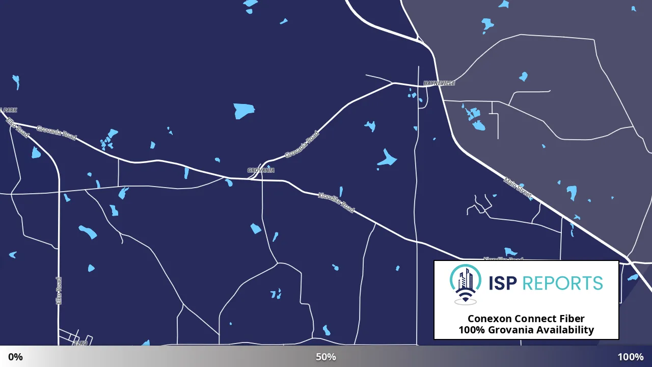 Grovania, GA map of internet availability