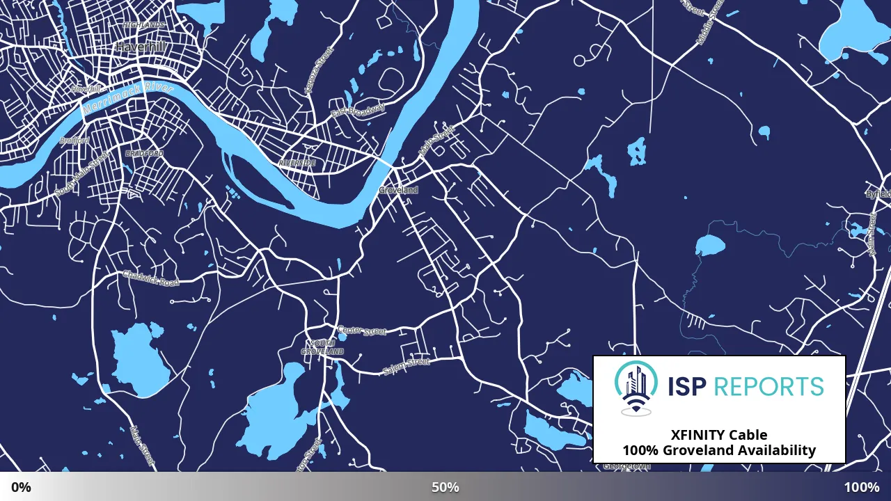 Groveland, MA map of internet availability